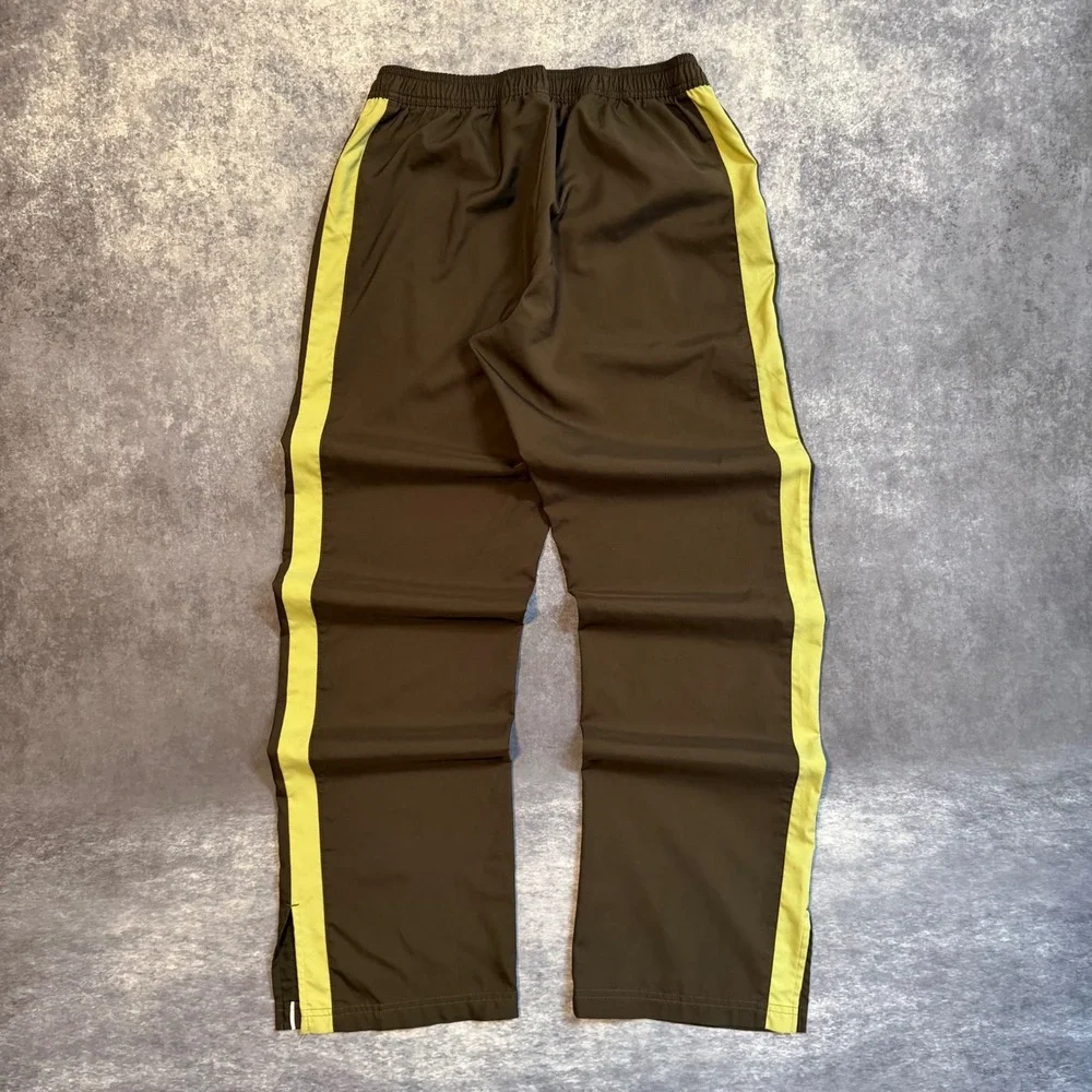 Y2K Nike Womens Baggy Track Pants Olive Green Lime Green Stripe Athletic Medium
